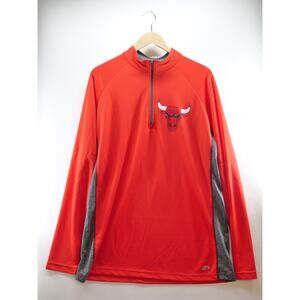 Chicago Bulls Sweatshirt Red‎ Birdseye 1/4 Zip Basketball Pullover Men's NBA